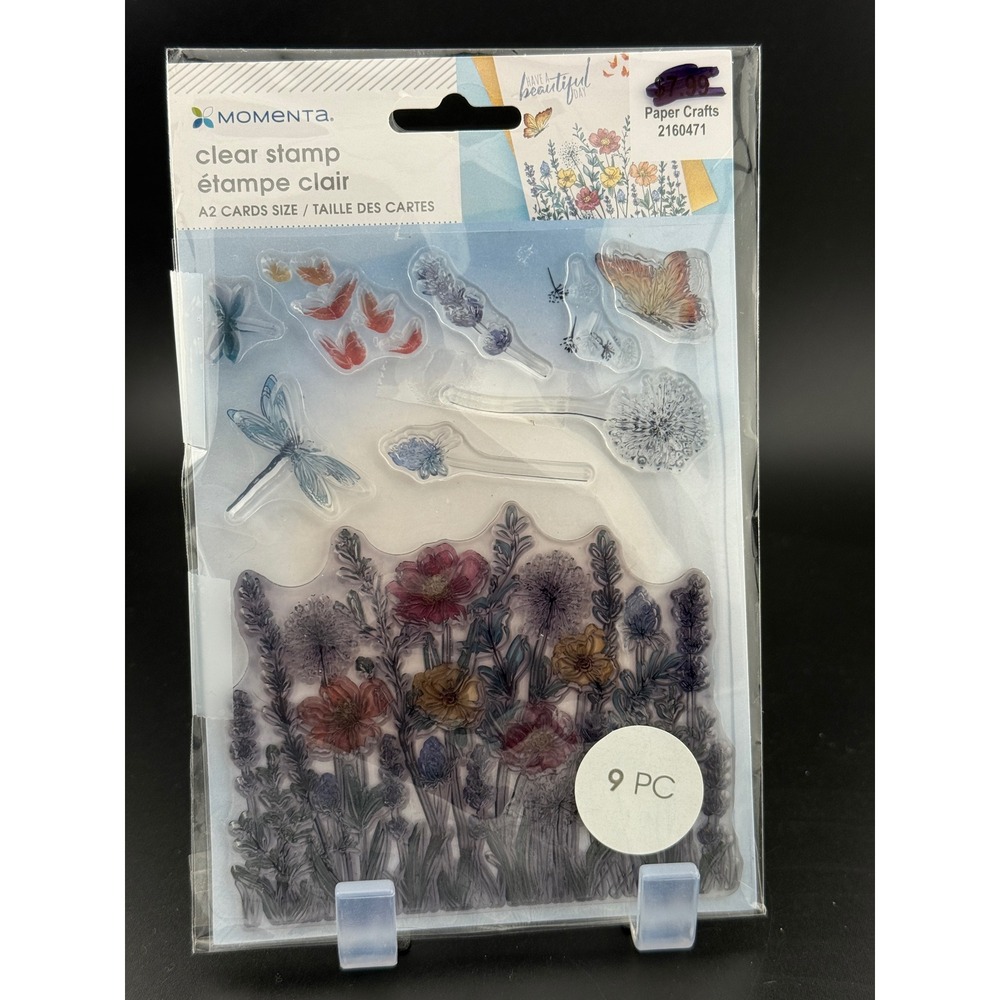 Momenta Clear Stamp 9pc Wildflower Butterfly Dragonfly A2 Card Size 2160471 NEW